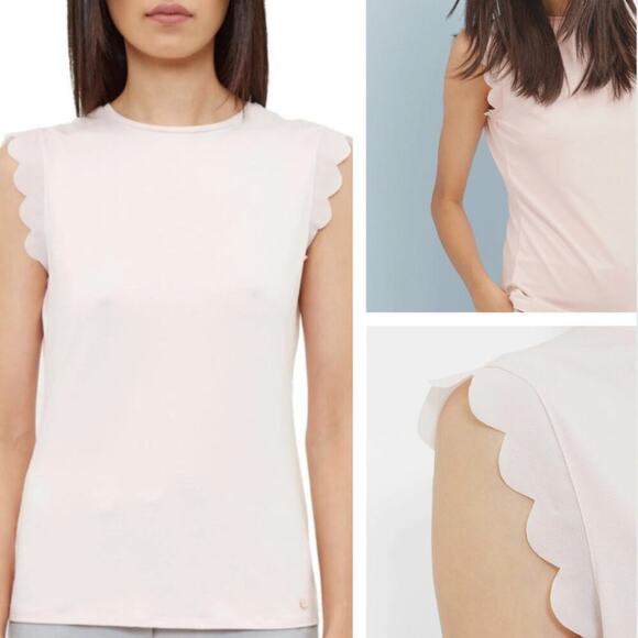 Ted Baker London Elijah Pink Scallop Preppy sz 0 Feminine Romantic Coquette - Picture 1 of 11